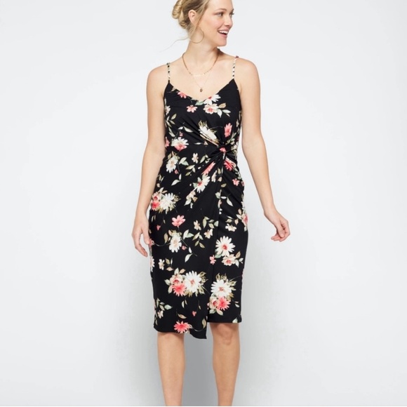 nine britton valencia knit midi dress Floral Wrap ombre knit long dress